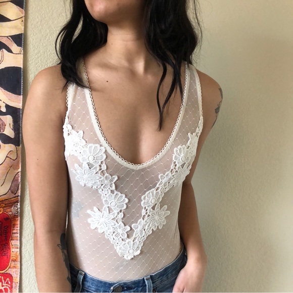 Victoria's Secret Tops - Victoria Secret White Floral Body Suit